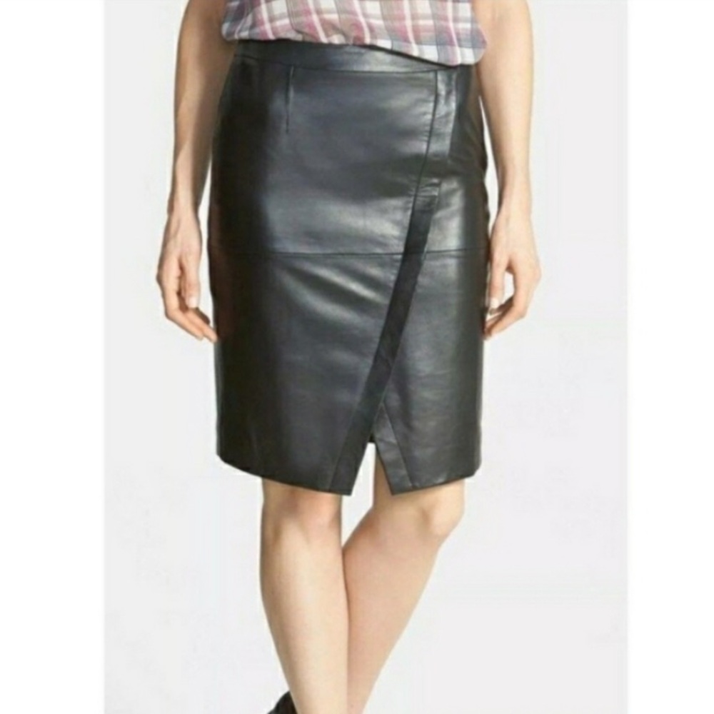 Halogen 100% Leather Mini Skirt